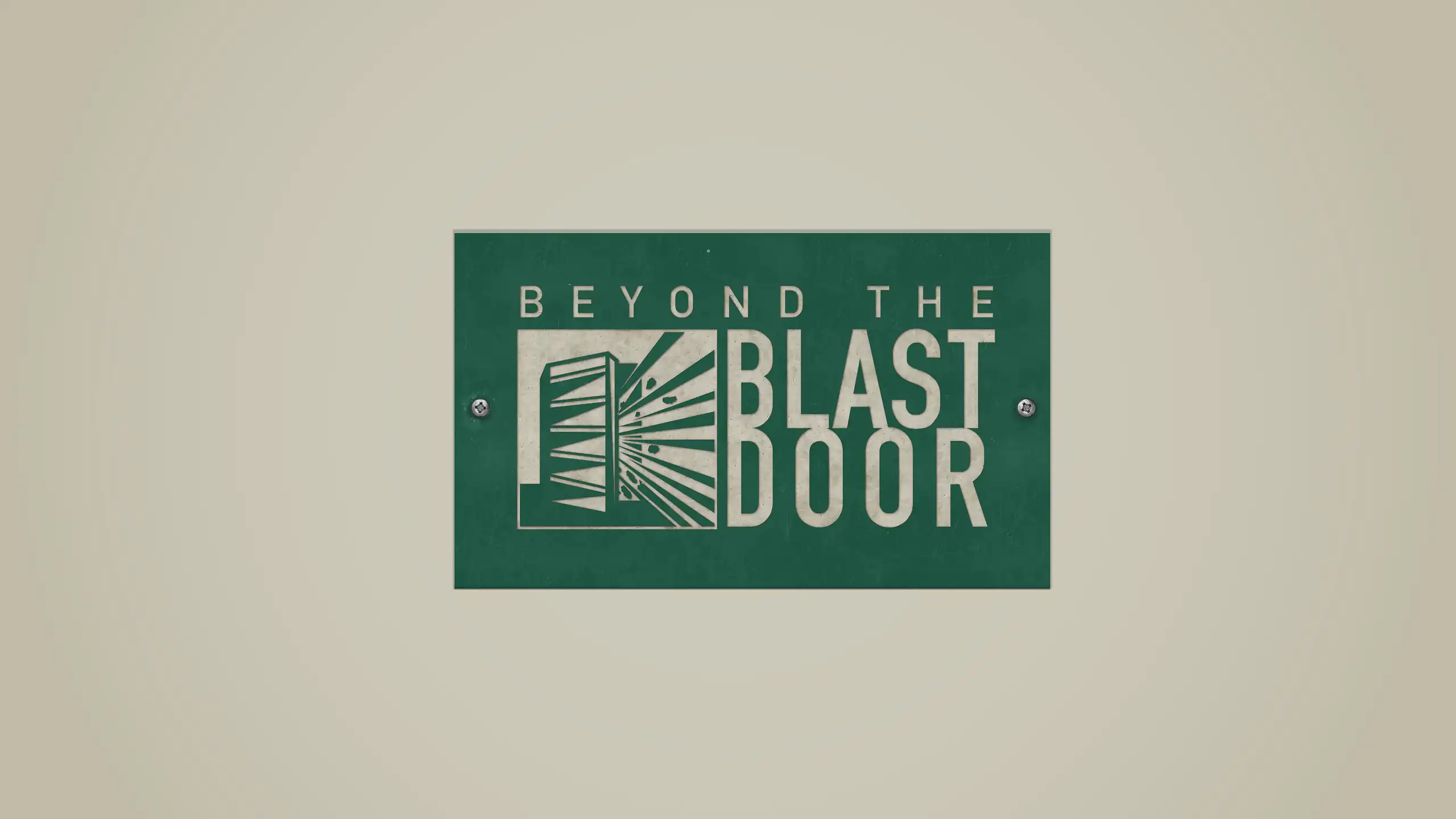 Logo des Projektes "Beyond the Blastdoor" auf beigem Hintergrund