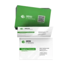 Visitenkarte eines Moormerländer IT-Unternehmens mit einer grünen sowie einer weißen Seite